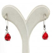 925 Ayar Gümüş Sentetik Yakut Taşlı Küpe - 3