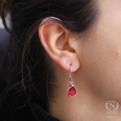 925 Ayar Gümüş Sentetik Yakut Taşlı Küpe - 1