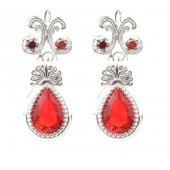 925 Ayar Gümüş Damla Yakut Taşlı Antik Küpe - 2