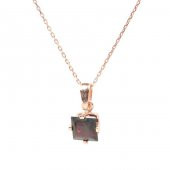 925 Ayar Gümüş Yakut Taşlı Tektaş Kolye - 1