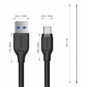 AUKEY CB-AC1  3.1 USB A to USB C Kablosu Nylon Örgülü (1.2mt) - 2