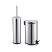 Maxiflow Paslanmaz Krom Klozet Fırçası Paslanmaz  Çöp Kovası KROM 3 Lt Set - 1