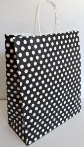 KRAFT KAĞIT ÇANTA SİYAH PUANLI 25CM X 30CM - 1 ADET - 1