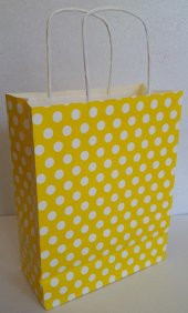 KRAFT KAĞIT ÇANTA SARI PUANLI 18CM X 24CM - 1 ADET - 1