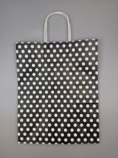KRAFT KAĞIT ÇANTA SİYAH PUANLI 25CM X 30CM - 1 ADET - 2