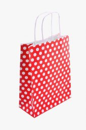 KRAFT KAĞIT ÇANTA KIRMIZI PUANLI 18CM X 24CM - 1 ADET - 2