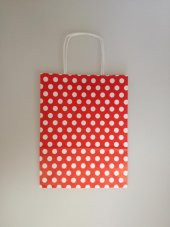 KRAFT KAĞIT ÇANTA KIRMIZI PUANLI 18CM X 24CM - 1 ADET - 3