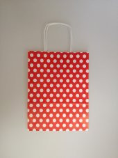 KRAFT KAĞIT ÇANTA KIRMIZI PUANLI 18CM X 24CM - 1 ADET - 4