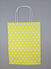 KRAFT KAĞIT ÇANTA SARI PUANLI 18CM X 24CM - 1 ADET - 2