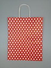 KRAFT KAĞIT ÇANTA KIRMIZI PUANLI 25CM X 30CM - 1 ADET - 2