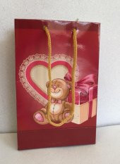 KARTON ÇANTA KALP AYICIK TEMALI 11CM X 17CM - 1 ADET - 1
