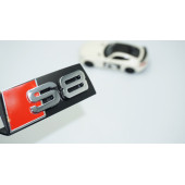 DK Tuning S8 Gümüş Kırmızı 3D Ön Panjur Logo Audi İle Uyumlu - 1