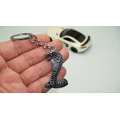 DK Ford Mustang Shelby Kobra Süper Snake Logo Krom Metal Çift Yön Anahtarlık - 1