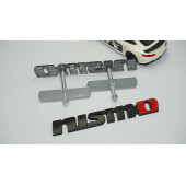 DK Nissan Nismo Siyah Kırmızı Bagaj Ve Ön Panjur Logo Arma Amblem Seti - 3