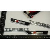 Audi Turbo S Line Çamurluk Yanı 3M Krom ABS Logo 2 Li Set thumbnail 6