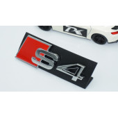 DK Tuning S4 Gümüş Kırmızı 3D Ön Panjur Logo Audi İle Uyumlu thumbnail 3