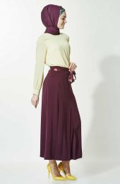 KADIN BÜYÜK BEDEN PİLELİ ETEK 90 CM BOYUNDA ,SORALLİNE 705 MÜRDÜM - 2