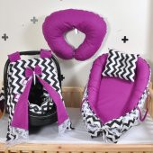 Babynest Bebek Beşikleri Emzirme Yastığı Puset Örtüsü Minderi Mor - 1