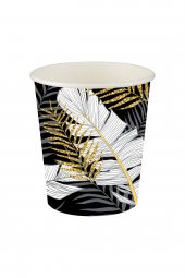 ALTIN SİMLİ YAPRAKLAR SİYAH BARDAK 8Lİ - 1