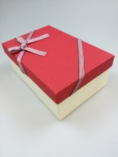 KUTU KIRMIZI-KREM 23CM X 26CM X 9CM - 1