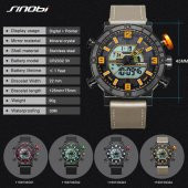 Sinobi Erkek Kol Saati Dijital Analog Deri Kordon Sportif Model Dijital Analog - 12