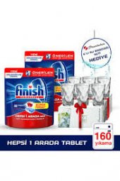 Finish Hepsi Bir Arada Tablet 80x2 Adet + 6'lı Su Bardak Seti Hediye - 1