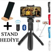 Tripod Özellikli Selfie Çubuğu Selfie Monopod Bluetooth Kumandalı - 1
