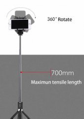 Tripod Özellikli Selfie Çubuğu Selfie Monopod Bluetooth Kumandalı - 3