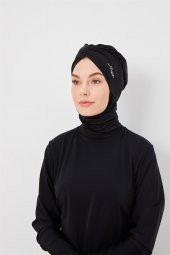 Haşema İmzalı Siyah Büzgülü Deniz Bonesi - 4