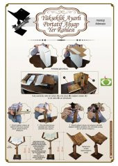 Mini Asansörlü Ahşap Rahle - Selçuklu Motif -Ahşap Yer Rahlesi - 2