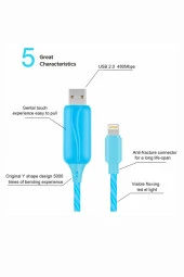 Doppler I-Cable Micro USB Işıklı, Mavi , Şarj Kablosu - 2
