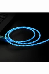 Doppler I-Cable Micro USB Işıklı, Mavi , Şarj Kablosu - 3