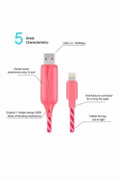 Doppler I-Cable Micro USB Işıklı, Pembe, Şarj Kablosu - 1