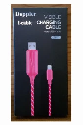 Doppler I-Cable Micro USB Işıklı, Pembe, Şarj Kablosu - 4