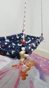 Altev Ahşap Yaylı Zıpzıp Hamak Beşik Hoppala Tavana Asılan Salıncak Bebek Yatağı - 3