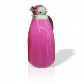 Profesyonel İçi 750cl Cam Tüp Hazneli Pembe Metal Gövdeli Bas Kulplu Soğuk Sıcak Termos Suluk Matara - 3