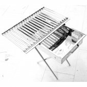 Paslanmaz Ayaklı Mangal 60cm Seyyar Kömürlü Mangal Barbekü Büyük - 1