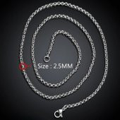 Spor Erkek Çelik Zincir Kolye İnce 2,5 mm 55 cm eck08 - 3