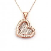 İsim Yazılı Kalpli Rose Model Gümüş Bayan Kolye thumbnail 2