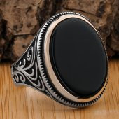 925 Ayar Gümüş Oniks Taşlı Erkek Yüzük thumbnail 1