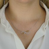 Sonsuzluk Model Allah Muhammed Yazılı Bayan Gümüş Kolye thumbnail 2