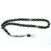 Arpa Kesim 925 Ayar Gümüş Püsküllü Oltu Taşı Tesbih thumbnail 1