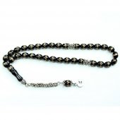 Arpa Kesim 925 Ayar Gümüş Püsküllü Oltu Taşı Tesbih thumbnail 2