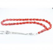 925 Ayar Gümüş Yeni Model Fasetalı Kesim Doğal Akik Taşı Tesbih thumbnail 2