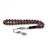 925 Ayar Yoğun Gümüş İşlemeli Erzurum Oltu Taşı Tesbih thumbnail 2