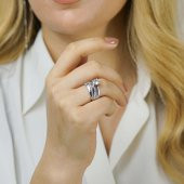 925 Ayar Gümüş Zirkon Taşlı Tek Taş Model Yüzük thumbnail 3