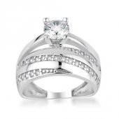 925 Ayar Gümüş Zirkon Taşlı Tek Taş Model Yüzük thumbnail 4