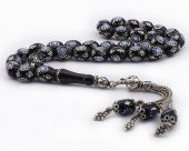 Arpa Kesim Gümüş Firuze İşlemeli Erzurum Oltusu Tesbih thumbnail 1