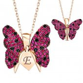 925 Ayar Gümüş Açılır Kapanır Kelebek Kolye thumbnail 1