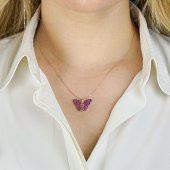 925 Ayar Gümüş Açılır Kapanır Kelebek Kolye thumbnail 3